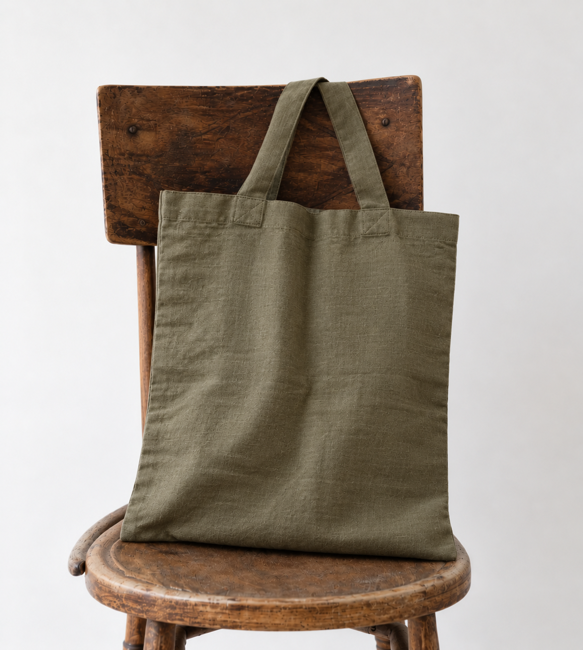 Linen Tote, Olive Green