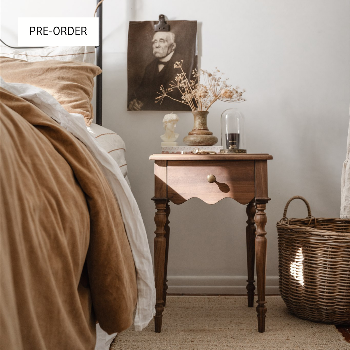 Evie Bedside Table Walnut