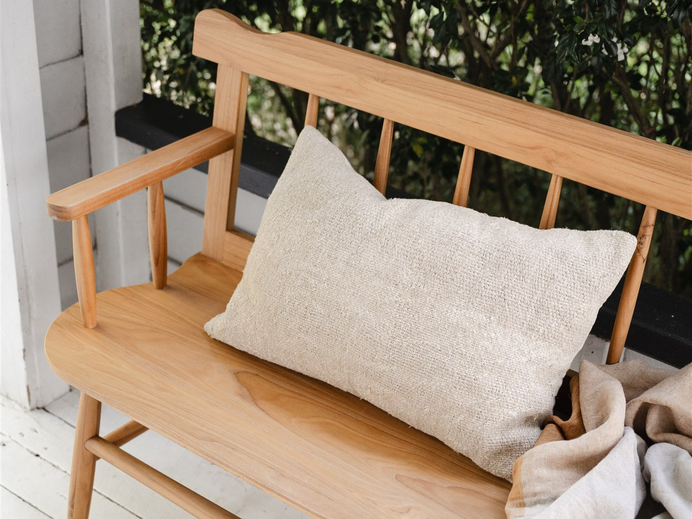 The Etienne Bench on a verandah. Furniture designed in Australia for Australian living 