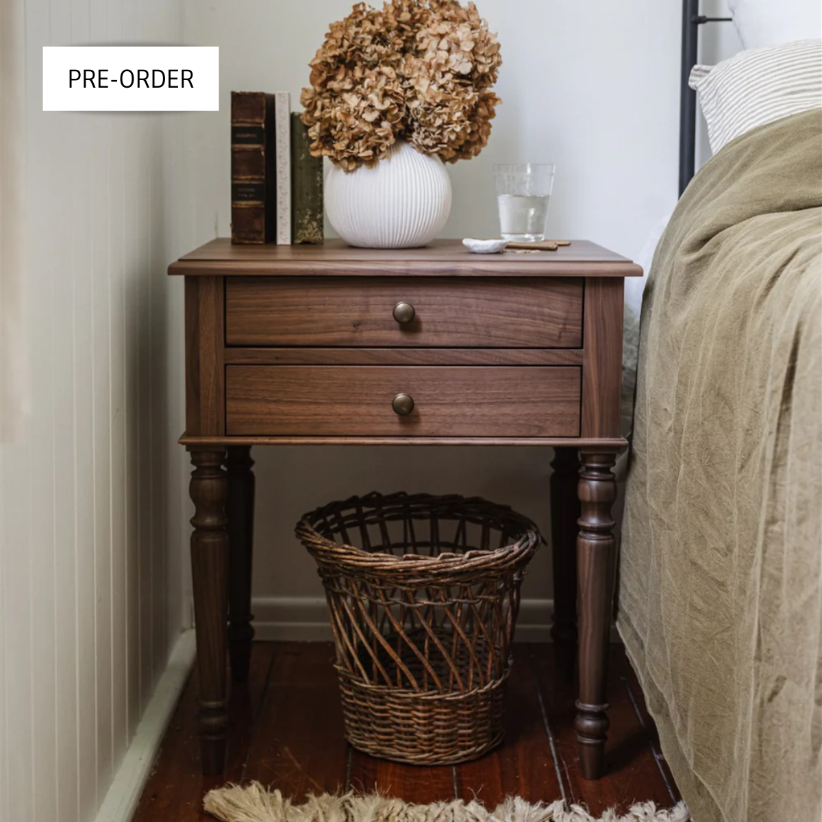 Chloé Bedside Table Walnut