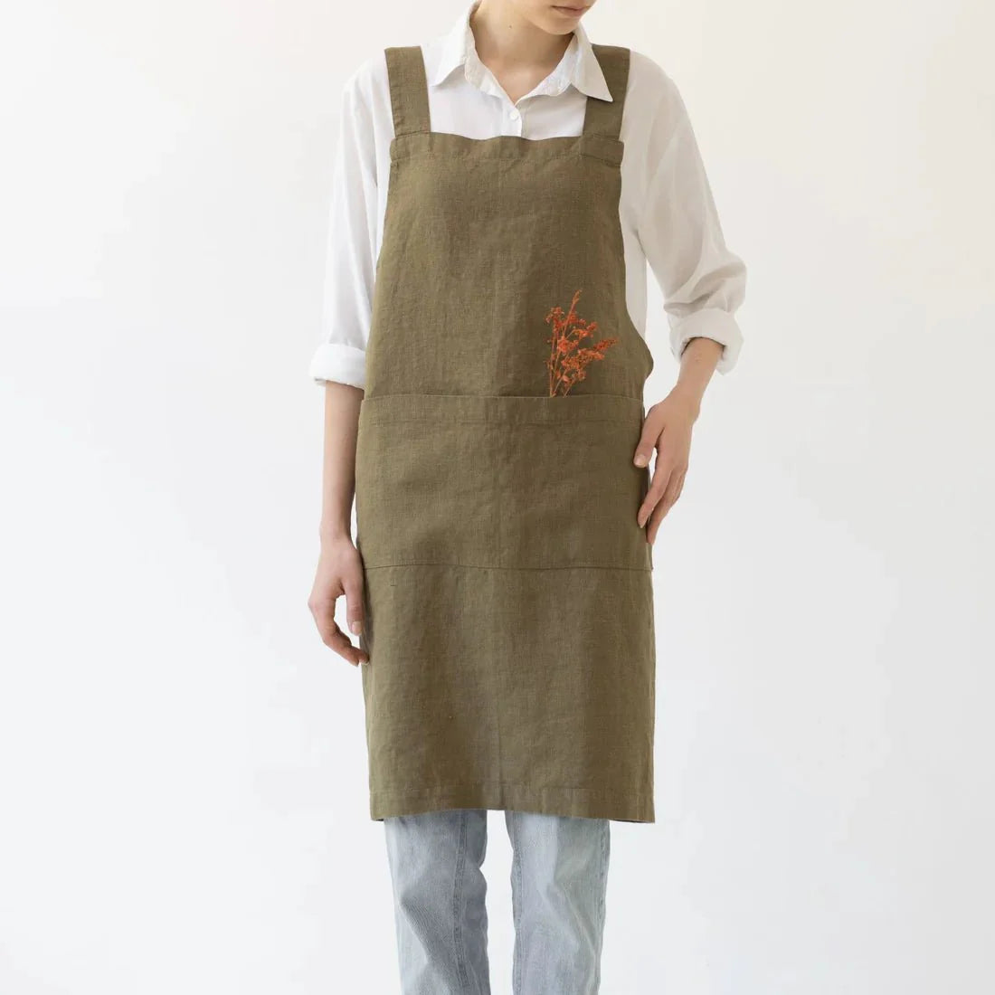 Cross-back Apron - Martini Olive